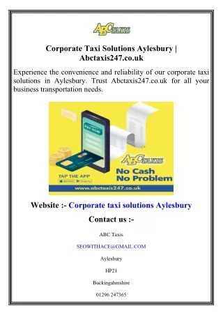 Corporate Taxi Solutions Aylesbury   Abctaxis247.co.uk