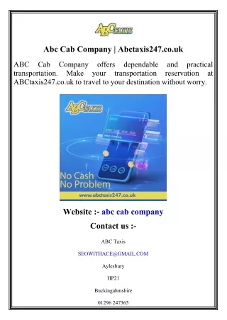 Abc Cab Company    Abctaxis247.co.uk