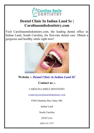 Dental Clinic In Indian Land Sc  Carolinasmiledentistry.com