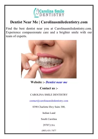 Dentist Near Me  Carolinasmiledentistry.com