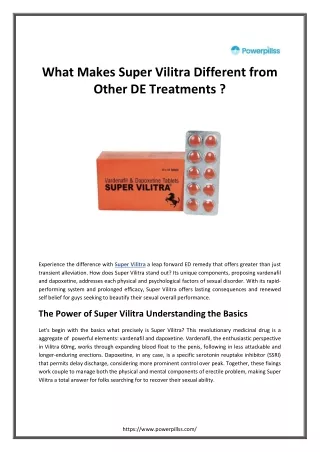 What Makes Super Vilitra Different from Other DE Treatments