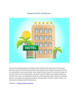 Andaman Hotels And Resorts