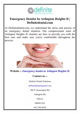 Emergency Dentist In Arlington Heights Il  Definitedental.com