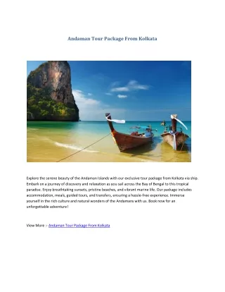 Andaman Tour Package From Kolkata