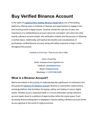 Buy Verified Binance Account To Grow Your Online Business
