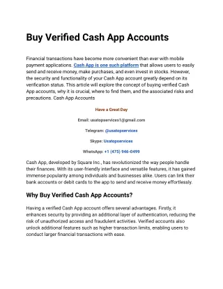 Buy Verified Cash App Accounts For Grow Business