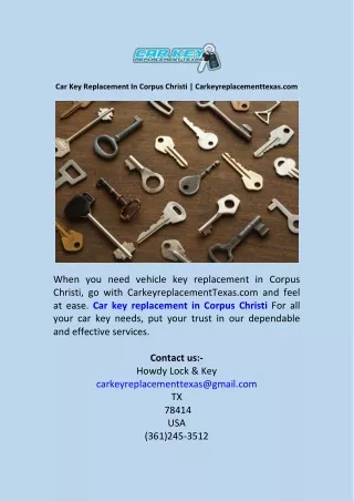 Car Key Replacement In Corpus Christi Carkeyreplacementtexas.com