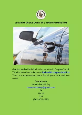 Locksmith Corpus Christi Tx  Howdylocknkey.com