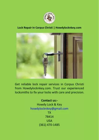 Lock Repair In Corpus Christi  Howdylocknkey.com