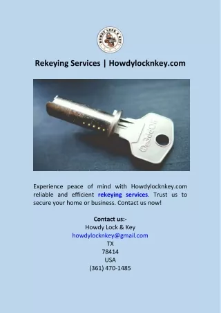 Rekeying Services  Howdylocknkey.com