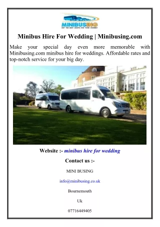 Minibus Hire For Wedding  Minibusing.com