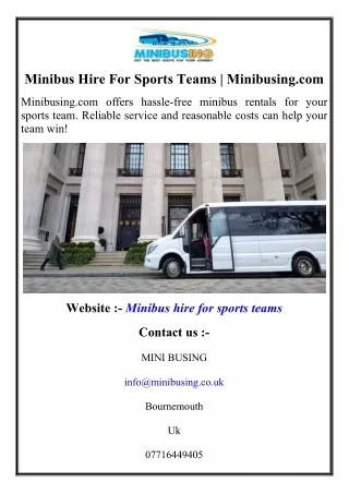 Minibus Hire For Sports Teams  Minibusing.com