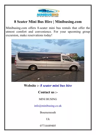 8 Seater Mini Bus Hire  Minibusing.com