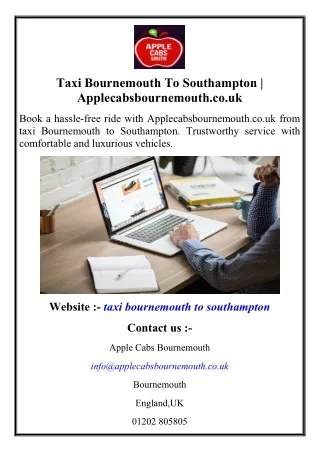 Taxi Bournemouth To Southampton  Applecabsbournemouth.co.uk