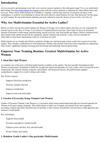 Empower Your Exercise Program: Most effective Multivitamins for Energetic Women