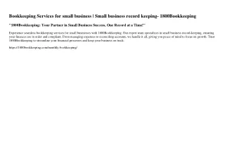 Bookkeeping Services for small business | Small business record keeping- 1800Boo