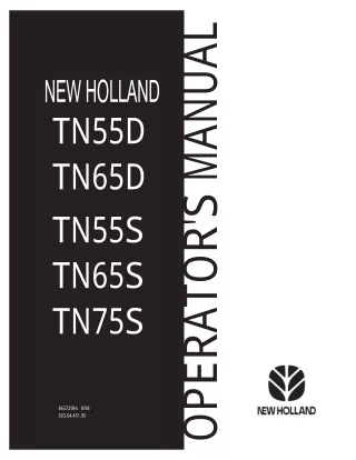 New Holland TN55D TN65D TN55S TN65S TN75S Tractors Operator’s Manual Instant Download (Publication No.86572984)