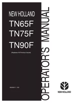 New Holland TN65F TN75F TN90F Tractors Operator’s Manual Instant Download (Publication No.86608615)