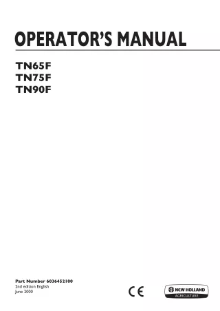 New Holland TN65F TN75F TN90F Tractors Operator’s Manual Instant Download (Publication No.6036452100)