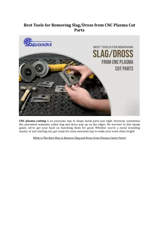 Best Tools for Removing Slag-Dross from CNC Plasma Cut Parts