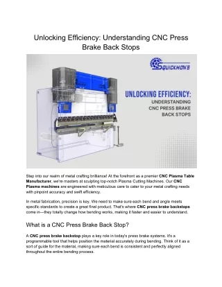 CNC Press Brake Back Stops - Unlocking Efficiency - Squickmon's