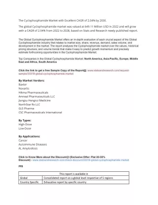 The Cyclophosphamide Market with Excellent CAGR of 2