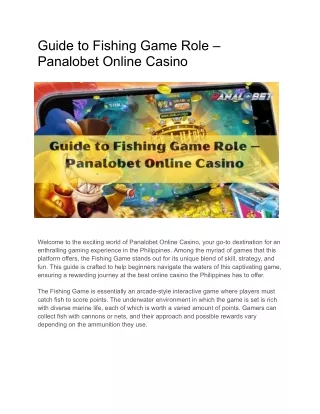 Guide to Fishing Game Role – Panalobet Online Casino