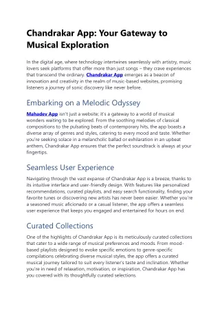 Chandrakar App: Your Gateway to  Musical Exploration