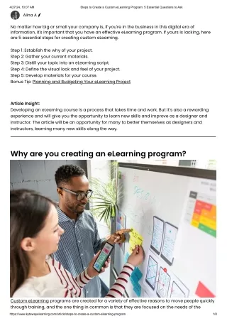 Steps to Create a Custom eLearning Program