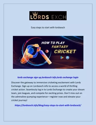 Easy steps to start with lordsexch