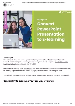 Steps to Convert PPT to E-learning using Articulate Storyline 360