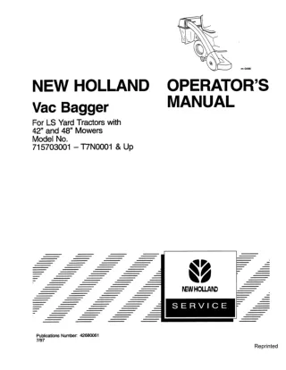 New Holland Vac Bagger for LS Yard Tractors with 42” and 48” Mowers (Model No.715703001-T7N0001 & Up) Operator’s Manual