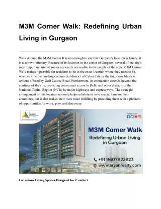 M3M Corner Walk Gurgaon