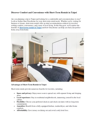 Short Term Rentals in Taipei