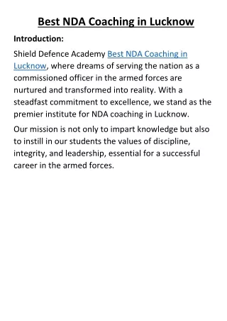 NDA Coaching in Lucknow