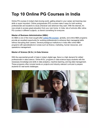 Online PG Courses Tailored for India's Future Leaders