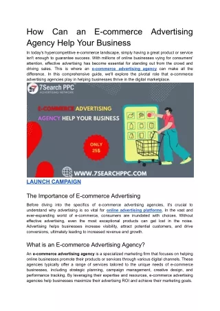 How Can an E-commerce Advertising Agency Help Your Business