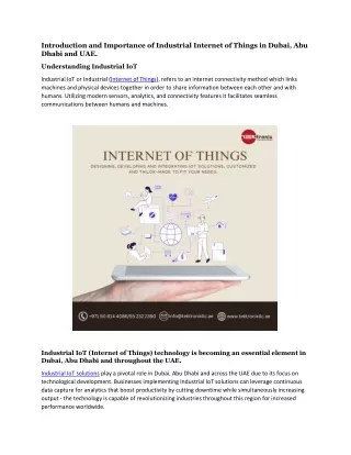 Introduction to Industrial IoT and its significance in Dubai