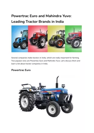 Powertrac Euro and Mahindra Yuvo_ Leading Tractor Brands in India