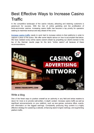 Best Effective Ways to Increase Casino Traffic