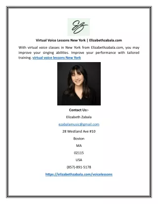 Virtual Voice Lessons New York | Elizabethzabala.com