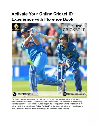 Activate Your Online Cricket ID Experience with Florence Book