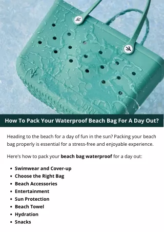 How To Pack Your Waterproof Beach Bag For A Day Out?