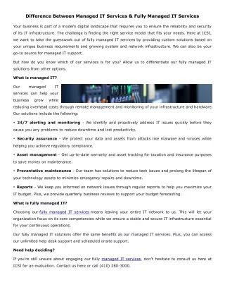 Difference Between Managed IT Services & Fully Managed IT Services