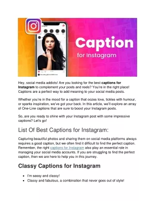 200  New Updated Captions for Instagram 2024 | Orage Technologies