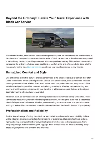 Beyond the Ordinary Elevate Your Travel Experience with Black Car Service