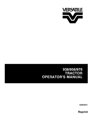 Versatile 936 956 976 Tractors Operator’s Manual Instant Download (Publication No.42093631)