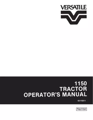 Versatile 1150 Tractor Operator’s Manual Instant Download (Publication No.42115011)