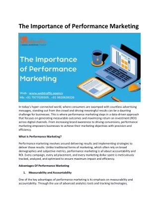 The Importance of Performance Marketing