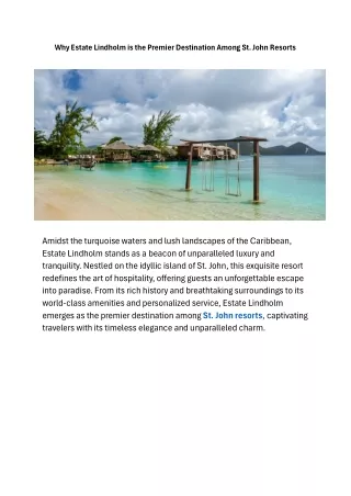 Why Estate Lindholm is the Premier Destination Among St John Resorts